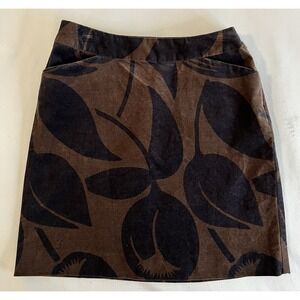 Boden Velvet‎ A-line Pencil Skirt Tulip Print Brown Mod Floral Boho 6 R